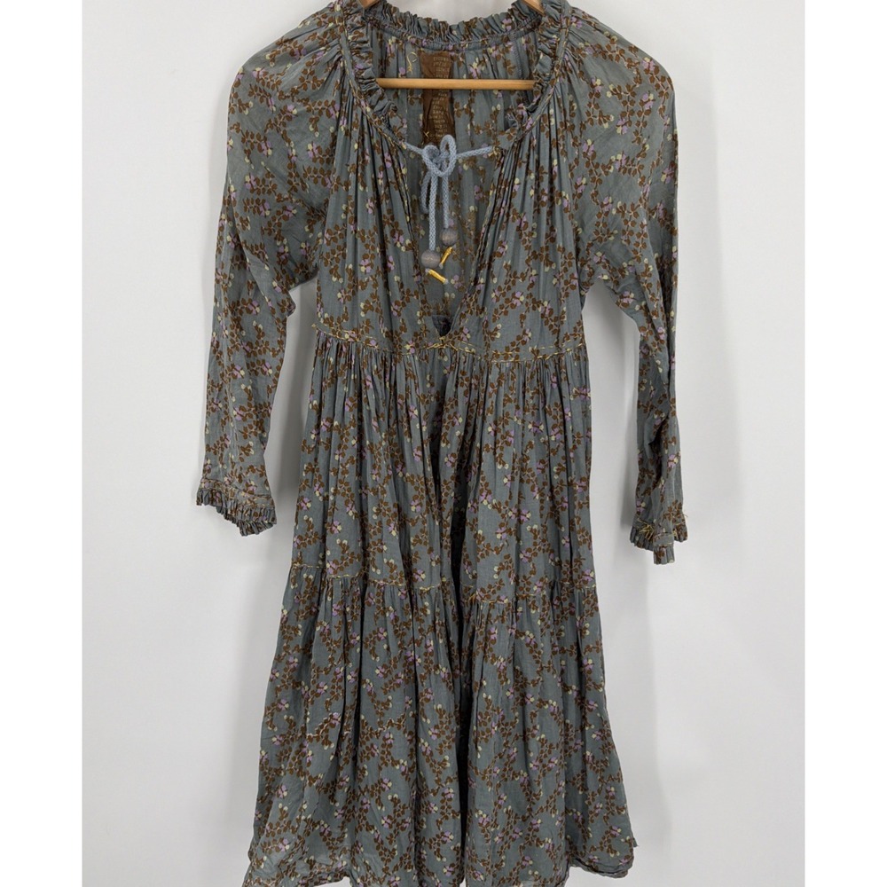 Yvonne S Handmade Floral Boho Peasant Tiered Dress XL Blue Cottagecore Flowy